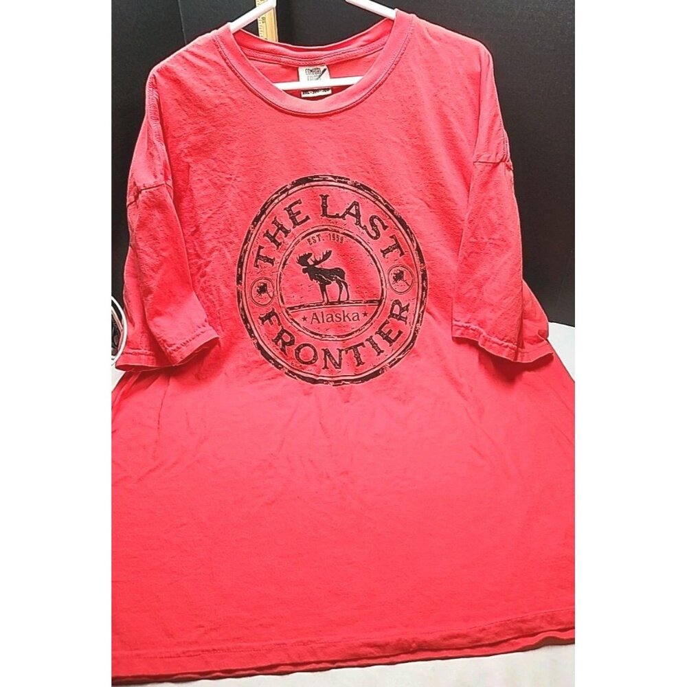 Mens Red The last Frontier Alaska Short Sleeve T-shirt, 3XL